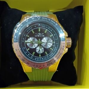 Invicta Gold and Green Watch with Black Dial